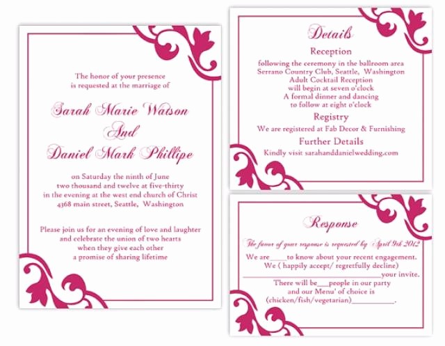 Wedding Invitations Templates Word Free Lovely Diy Wedding Invitation Template Set Editable Word File