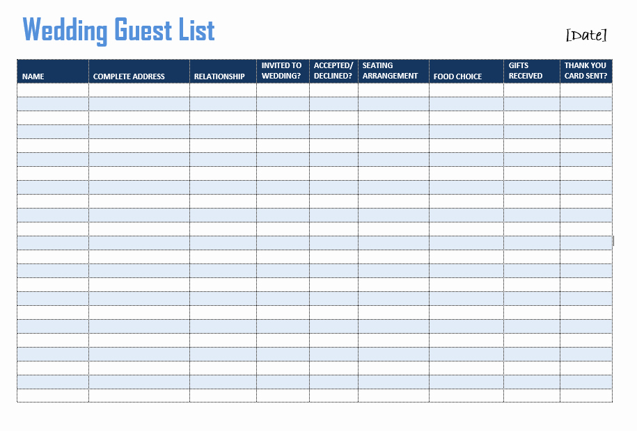 Wedding List to Do Template Best Of Wedding Guest List Template format Example