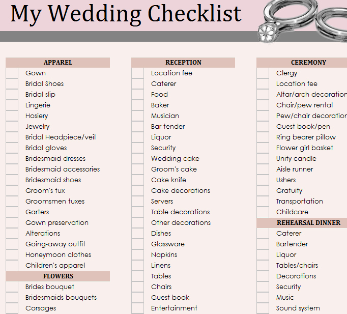 Wedding List to Do Template Elegant Wedding Essentials Checklist Template Template Haven