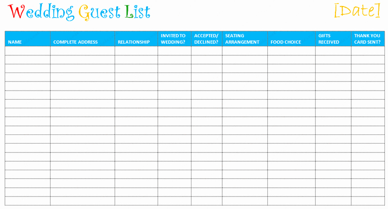 Wedding List to Do Template Fresh 7 Free Wedding Guest List Templates and Managers