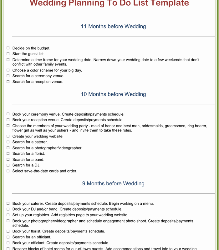 Wedding List to Do Template Fresh Free Printable to Do List Templates