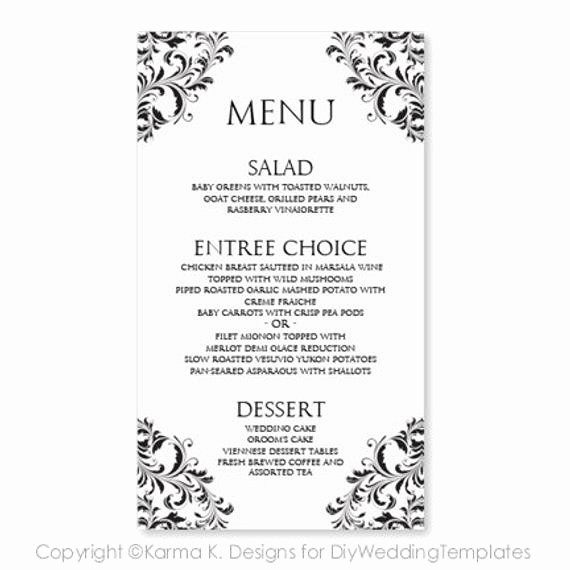 Wedding Menu Template Microsoft Word Lovely Wedding Menu Card Template Download Instantly by