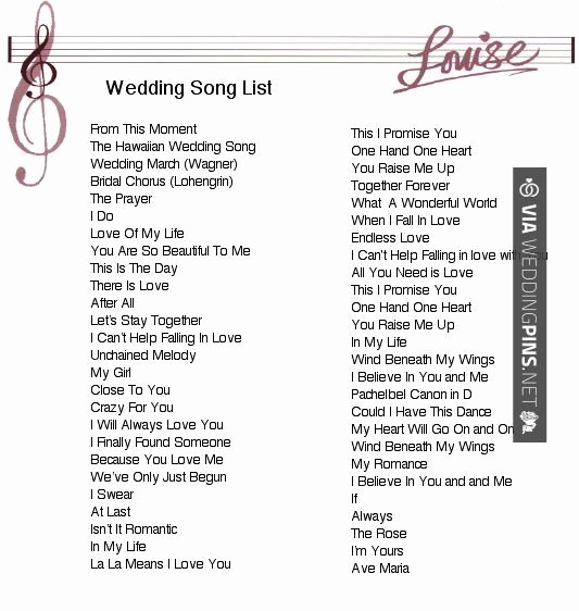 Wedding Reception song List Template Luxury Wedding Reception songs 2015 – Wedding Ceremony songs
