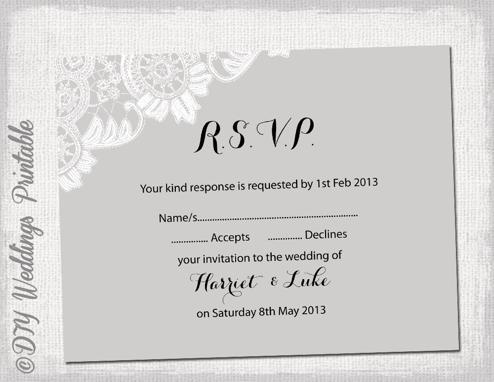 Wedding Response Card Template Free Awesome Wedding Rsvp Template Diy Silver Gray Antique