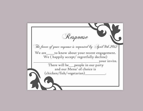 Wedding Response Card Template Free Best Of Diy Wedding Rsvp Template Editable Text Word File Instant