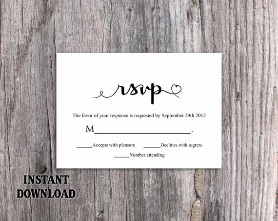 Wedding Response Card Templates Free Elegant Diy Wedding Rsvp Template Editable Word by thedesignsenchanted