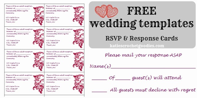 Wedding Response Card Templates Free Unique Free Wedding Templates Rsvp &amp; Reception Cards Katie S
