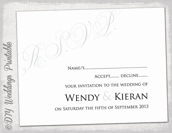Wedding Response Cards Templates Free Lovely Wedding Rsvp Template Diy Silver Gray Calligraphy