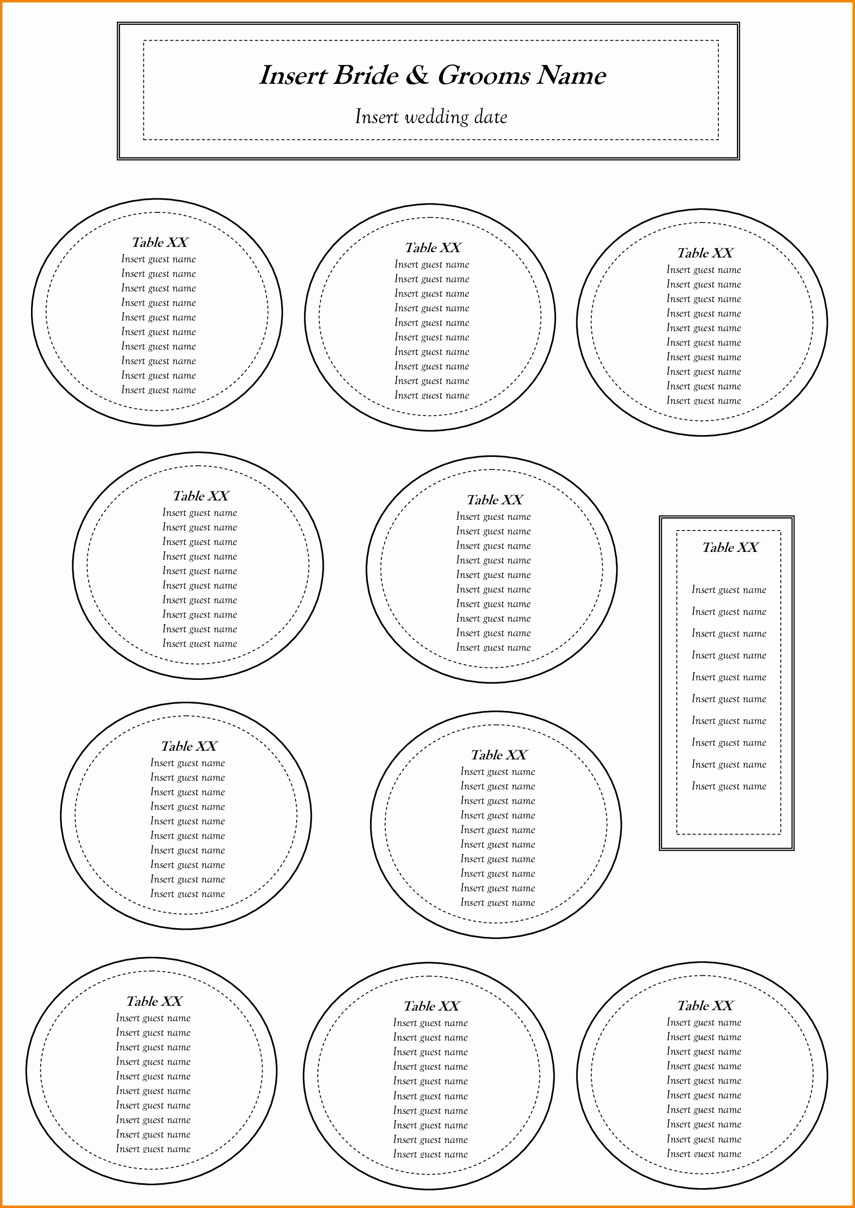 Wedding Seating Charts Templates Free Awesome Wedding Seating Chart Template