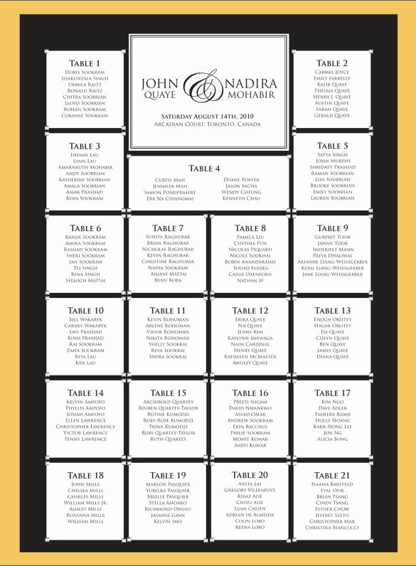Wedding Table Seating Chart Template Awesome Wedding Seating Chart Template – 11 Free Sample Example