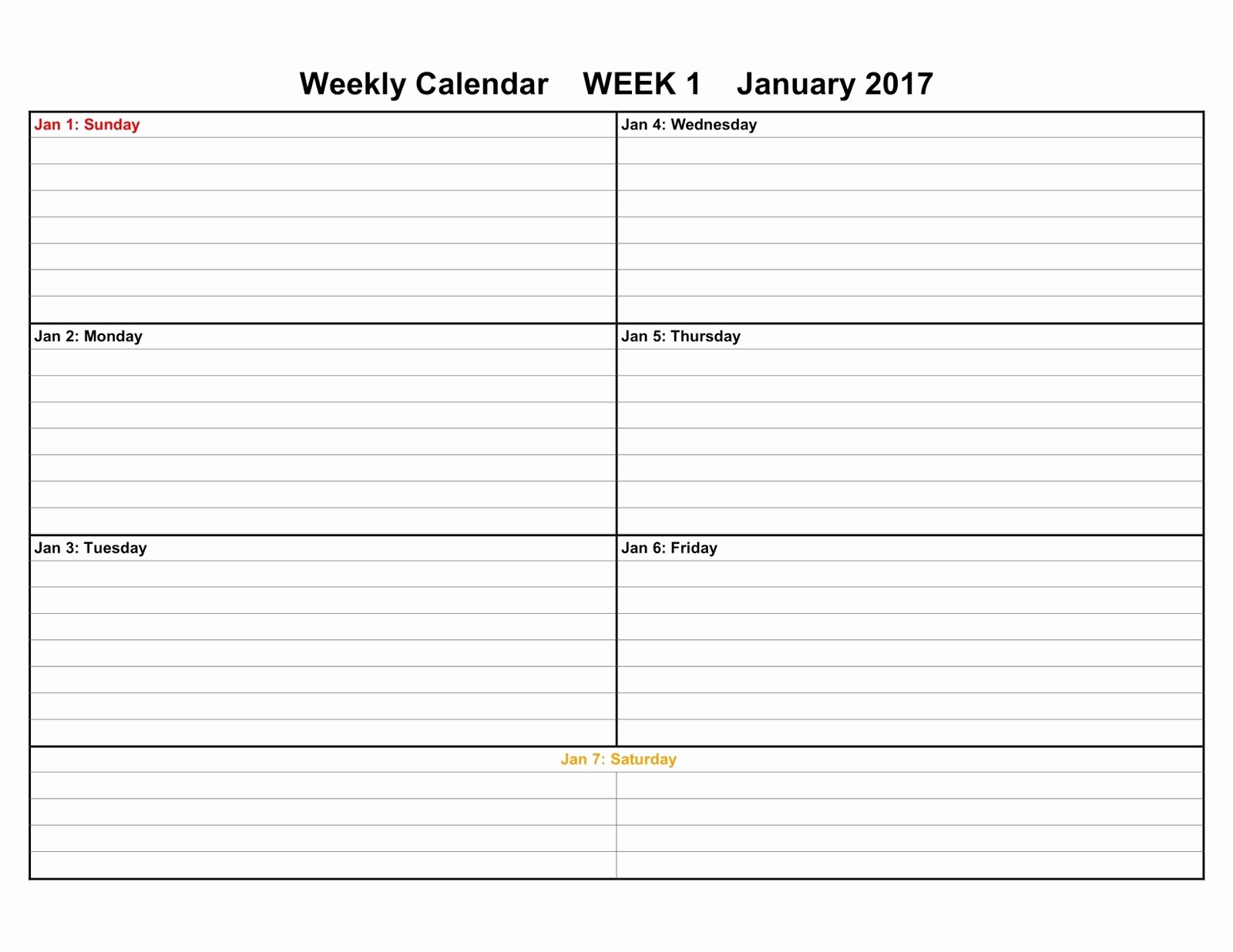 Week by Week Calendar Template Elegant Printable Calendars 2017 &amp; 2018 Editable Printable Calendars