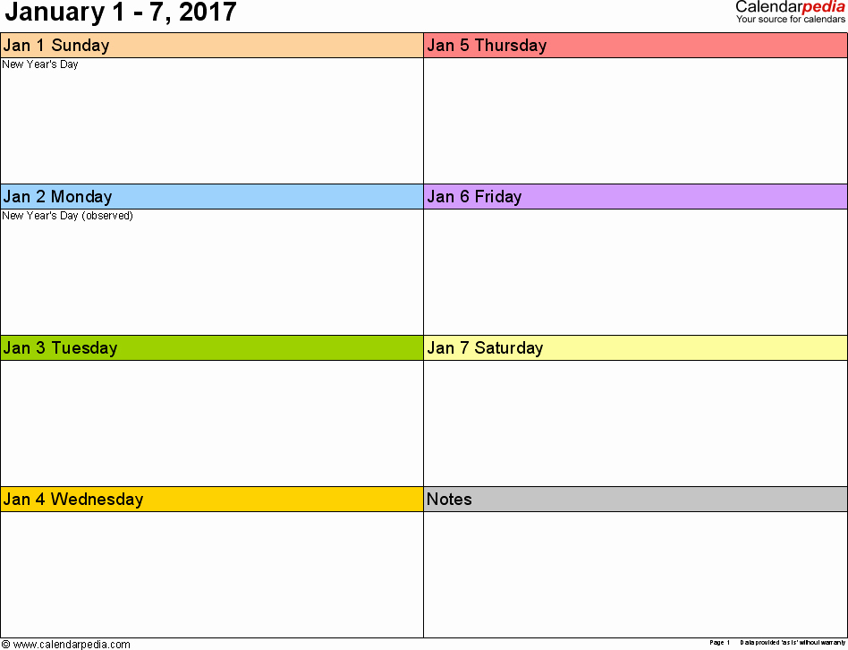 Week by Week Calendar Template Fresh Weekly Calendar 2017 for Word 12 Free Printable Templates