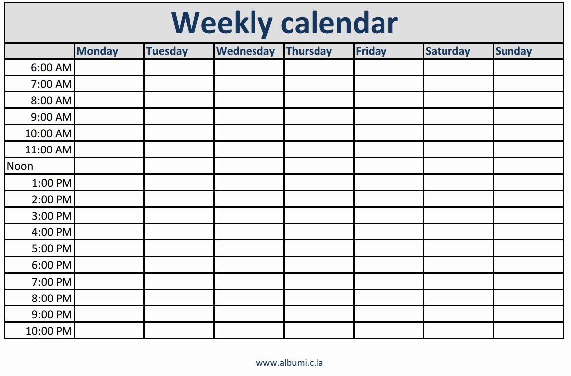 Week by Week Calendar Template Inspirational Weekly Calendars with Times Printable