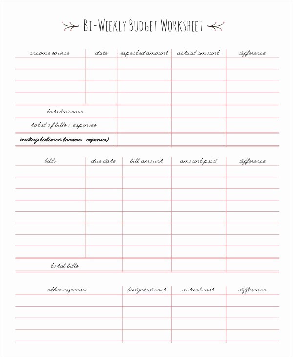 Weekly and Monthly Budget Template Beautiful Bi Weekly Bud Worksheet Simple Monthly Bud