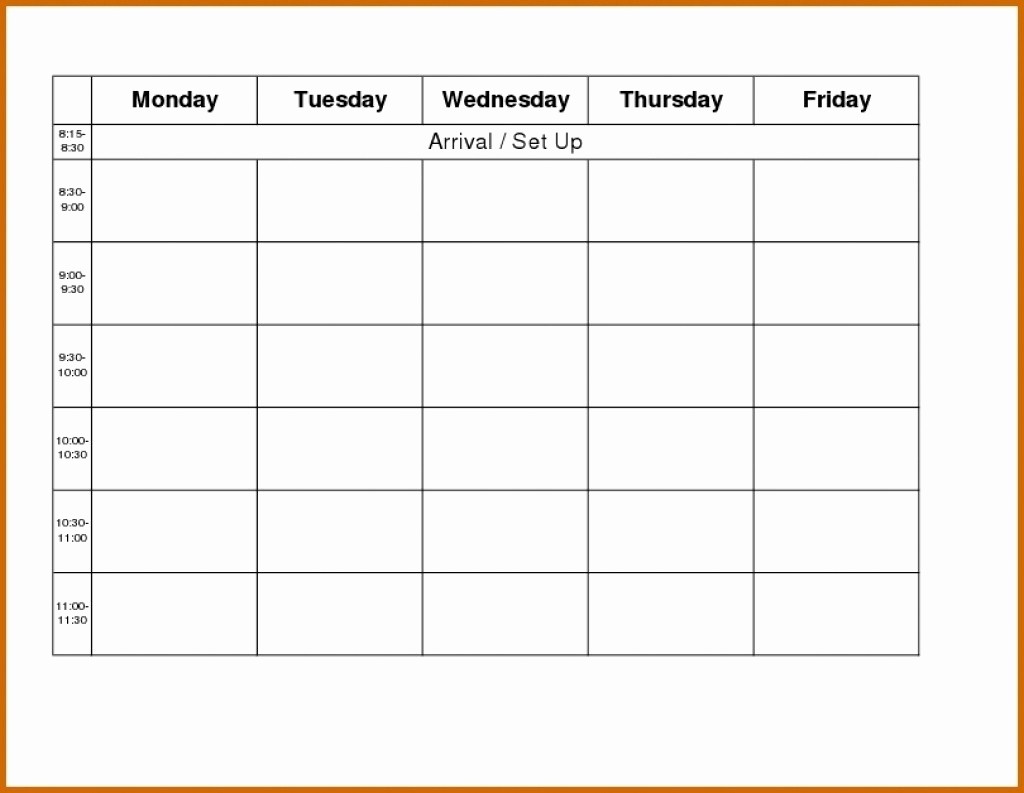 Weekly Calendar Monday Through Friday Beautiful Printable Monday Through Friday Calendar Template