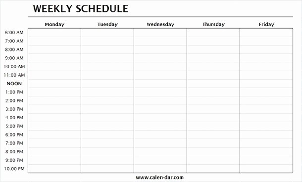 Weekly Calendar Monday Through Friday Fresh Monday Through Friday Printable Weekly Schedule