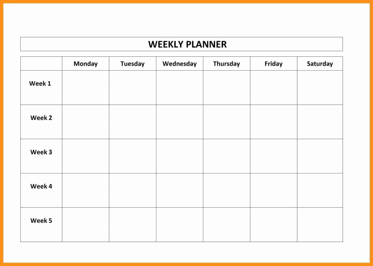 Weekly Calendar Monday Through Friday Luxury Weekly Calendar Template Monday Thru Friday – Calendar