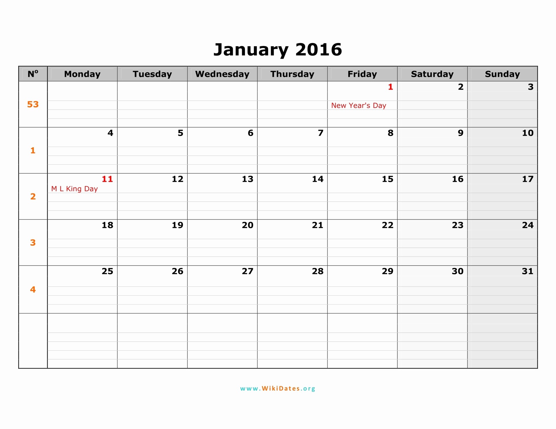 Weekly Calendar Starting with Monday Luxury 2016 Calendar