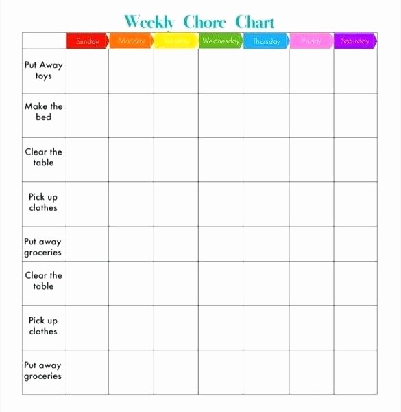 Weekly Chore Chart Template Excel Awesome Chore List Template Free for Editable Printable Weekly