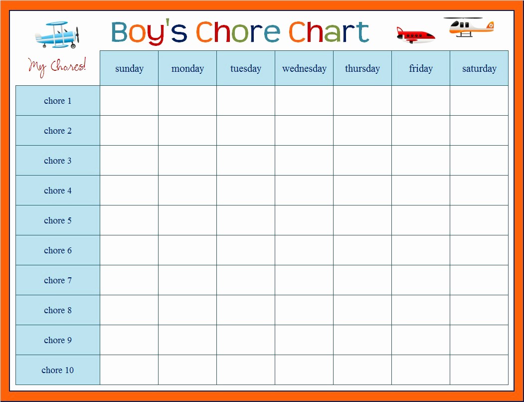 Weekly Chore Chart Template Excel Fresh Free Printable Daily Chore Chart Template Printable 360