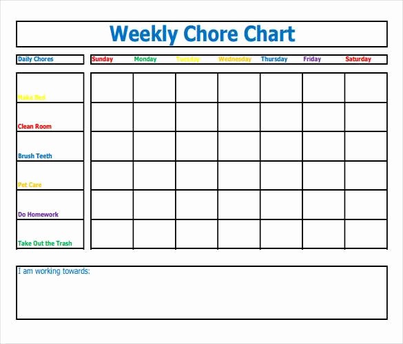 Weekly Chore Chart Template Excel New 30 Weekly Chore Chart Templates Doc Excel
