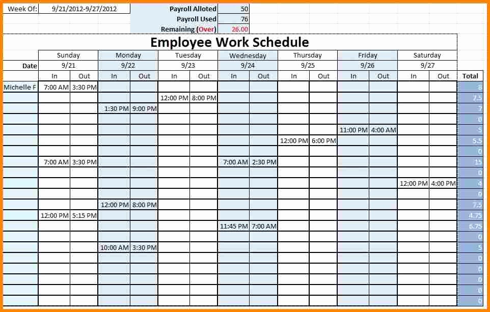 Weekly Employee Schedule Template Excel Fresh Monthly Employee Schedule Template Excel
