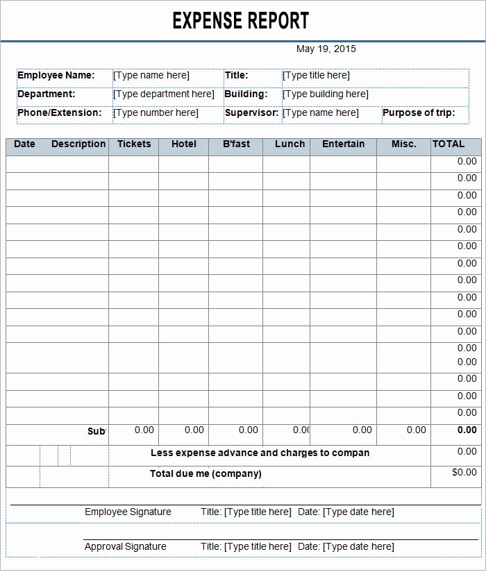 Weekly Expense Report Template Excel Elegant Detailed Monthly Expense Report Template for Business