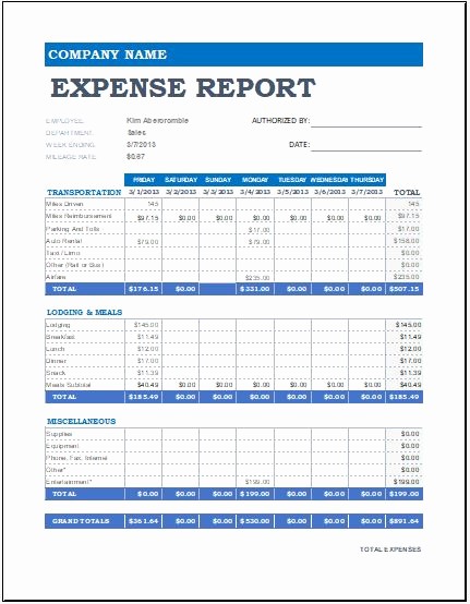 Weekly Expense Report Template Excel Fresh Download Monthly Expense Report Template
