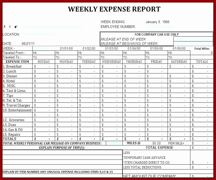 Weekly Expense Report Template Excel Lovely Expenses Excel Template – Whatafanub