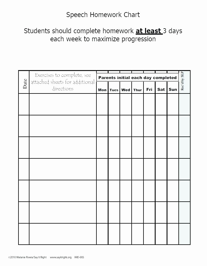 Weekly Homework assignment Sheet Template Fresh Blank Homework Calendar Template Free Printable Weekly