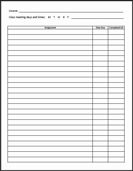 Weekly Homework assignment Sheet Template New 8 Best Of High School Homework Sheet Printable