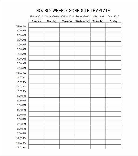 Weekly Hourly Planner Template Excel Best Of 24 Hour Daily Schedule Template