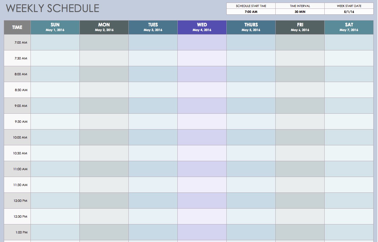 Weekly Hourly Planner Template Excel Elegant Free Weekly Schedule Templates for Excel Smartsheet