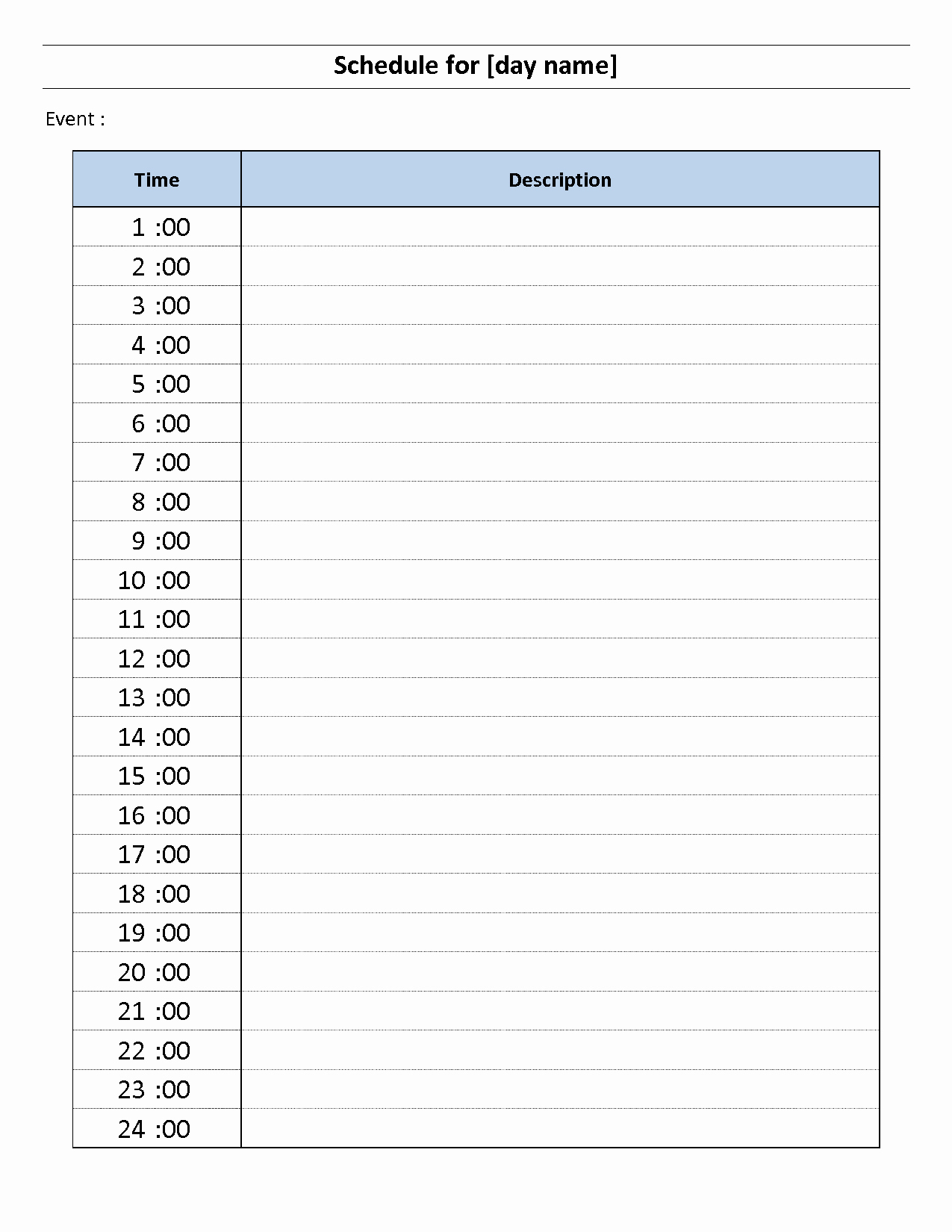 Weekly Hourly Planner Template Excel Lovely 8 Best Of 24 Hour Calendar Printable 24 Hour
