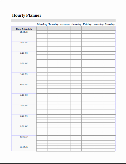 Weekly Hourly Planner Template Excel Lovely Hourly Schedule Template Excel