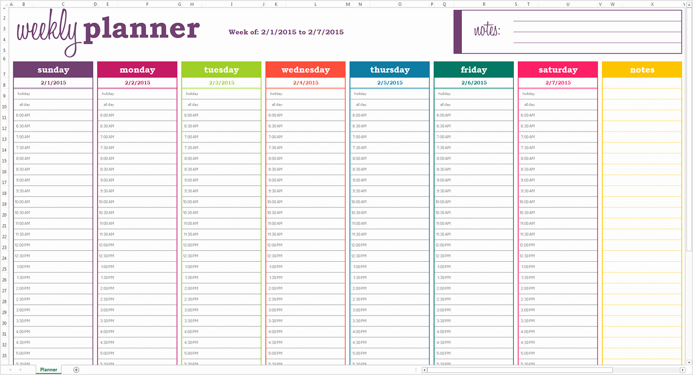 Weekly Hourly Planner Template Excel New Weekly Calendar Excel