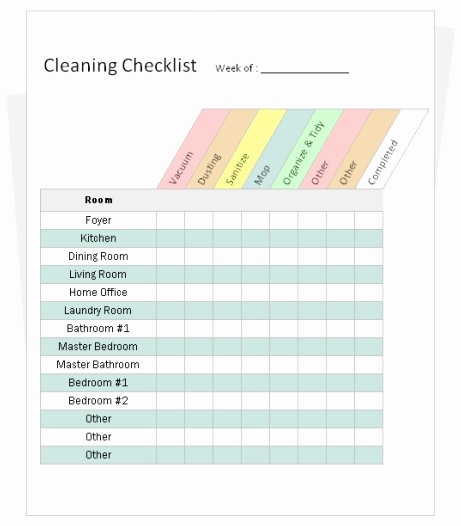 Weekly House Cleaning Schedule Template Beautiful Housekeeping Checklist format for Fice In Excel