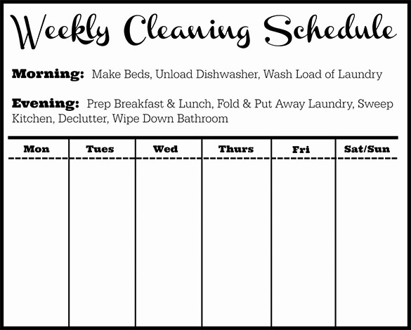 Weekly House Cleaning Schedule Template Inspirational Cleaning Schedule Template 12 Free Sample Example