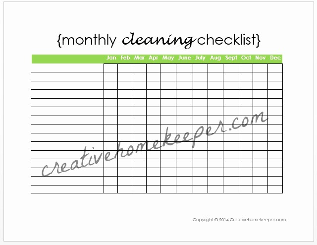 Weekly House Cleaning Schedule Template Inspirational Monthly Cleaning Checklist Free Printable Creative