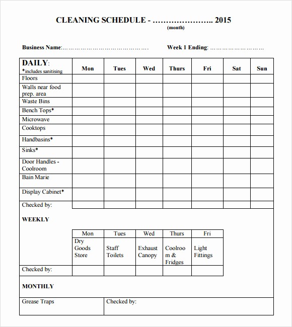 Weekly House Cleaning Schedule Template Lovely Cleaning Schedule Template