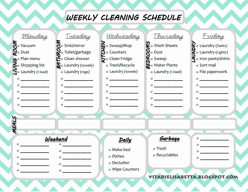 Weekly House Cleaning Schedule Template Lovely List Junkie Weekly Cleaning Schedule Free Printable