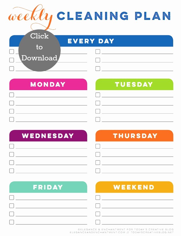 Weekly House Cleaning Schedule Template Luxury Weekly Cleaning Schedule Printable