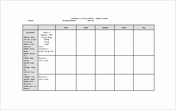 Weekly Lesson Plan Templates Free Luxury Weekly Lesson Plan Template 9 Free Sample Example