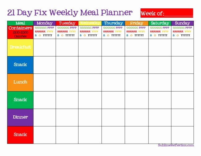 Weekly Meal and Snack Planner Lovely 7 Day Meal Planner Template