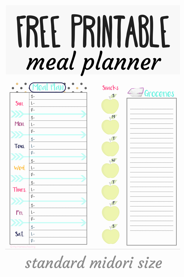 printable weekly meal and snack planner