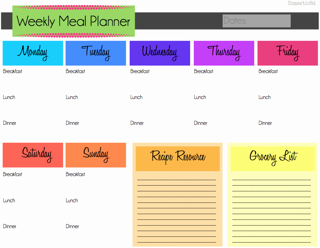 Weekly Meal Plan Template Free Best Of Meal Plan Templates