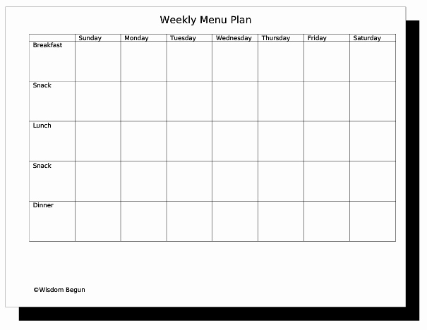 Weekly Meal Plan Template Free Elegant Weekly Menu Template