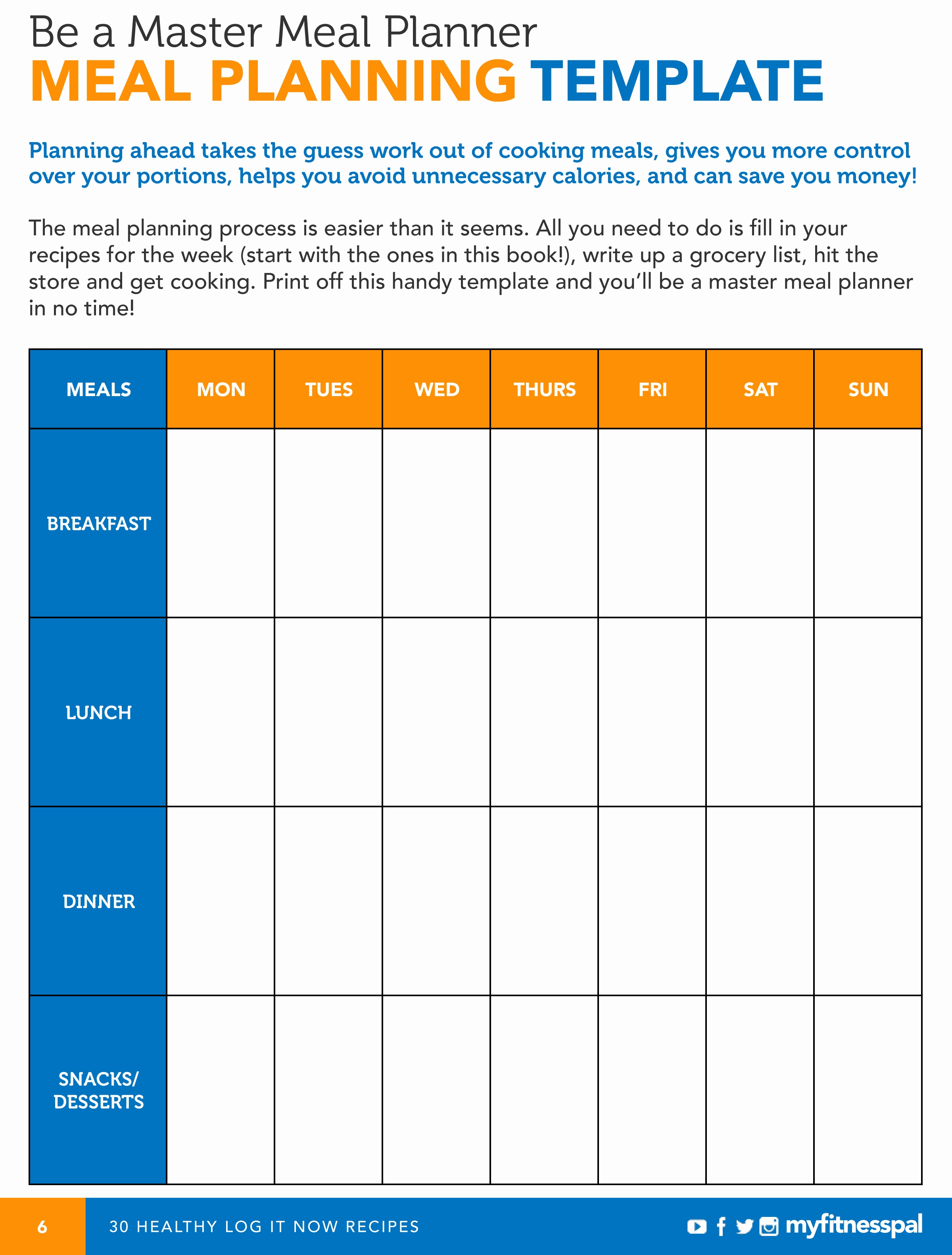 Weekly Meal Plan Template Free Fresh Be A Master Meal Planner with This Template