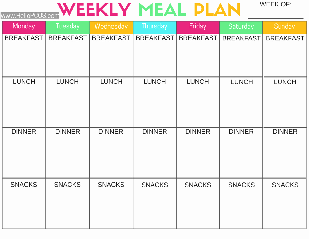 Weekly Meal Plan Template Free Inspirational Pcos Diet and Nutrition