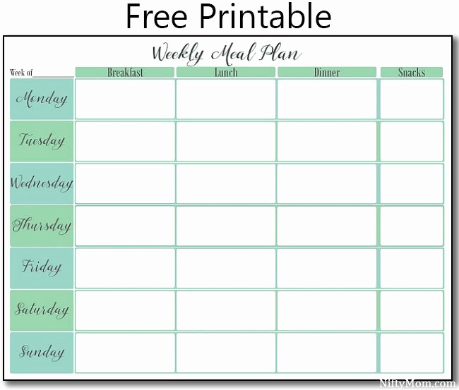 Weekly Meal Plan Template Free New Free Printable Weekly Meal Plan